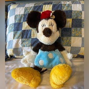 Disney Parks Minnie Mouse Plush Soft and Fuzzy 18in Red Hat Polka Dot Blue Skirt